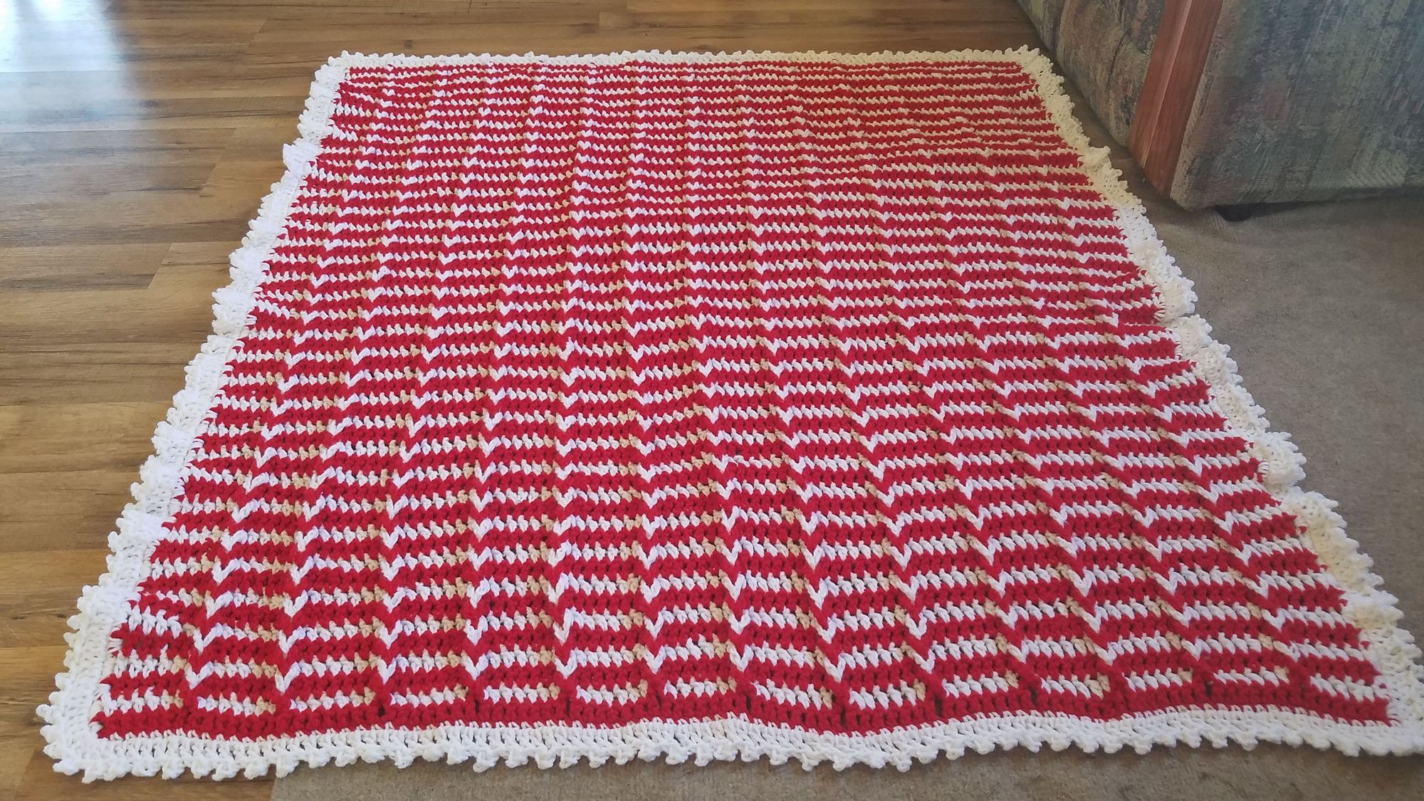 Christmas Candy Cane Jacob's Ladder Blanket