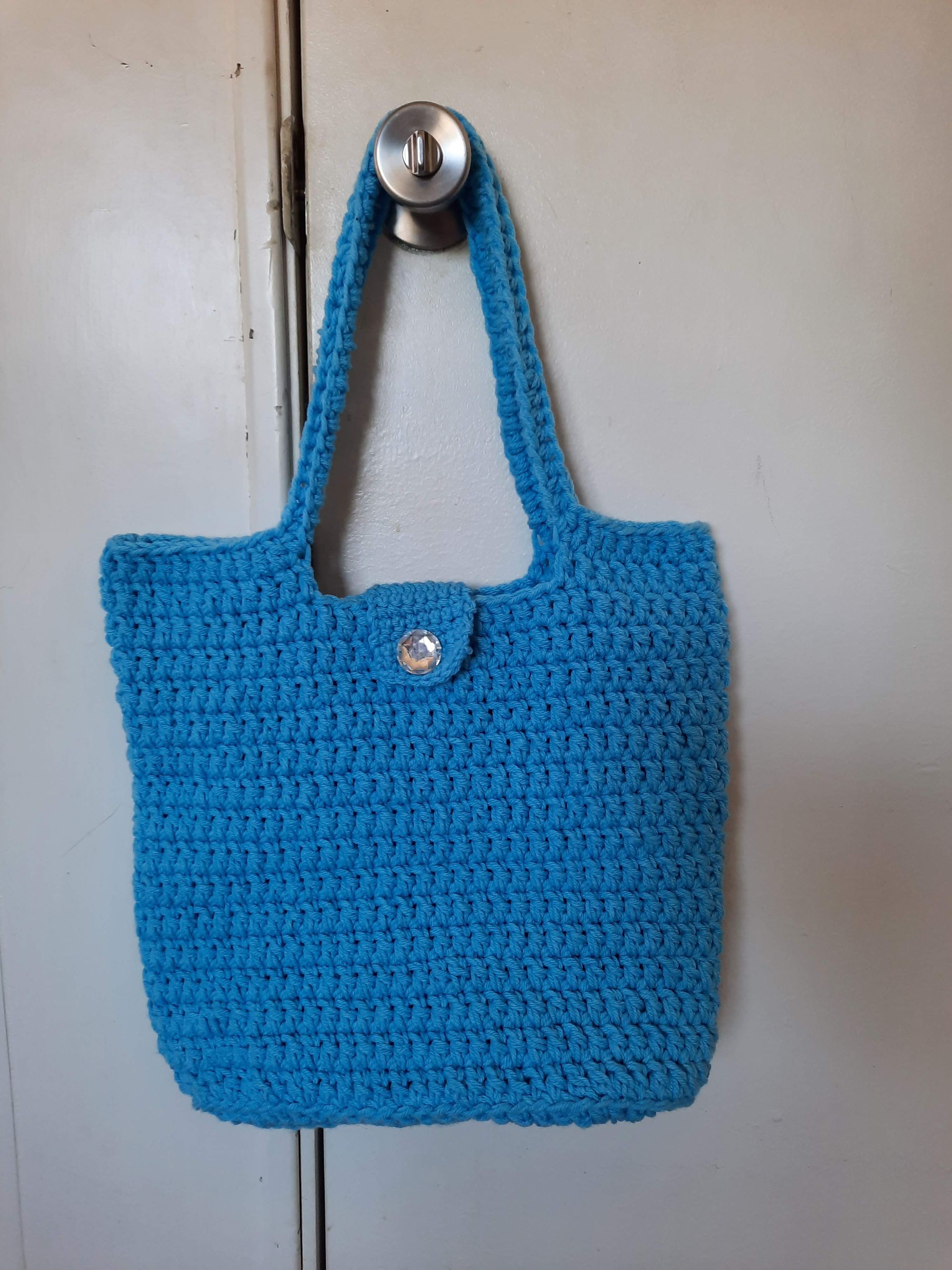 Blue Jeweled Tote Bag or Purse